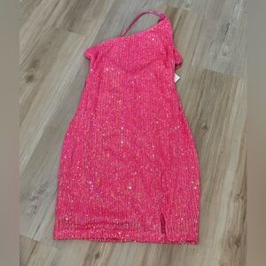 Nordstrom Pink Sequin One-Shoulder Dress